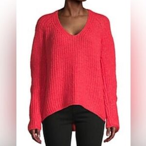 Rag & Bone Vibrant Coral Alpaca Merino Wool Blend Joseph V Neck Sweater Sz XS